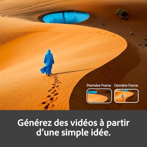 Detalle de Adobe Firefly Standard incl. IA vidéo, Abonnement 12 mois — 2000 Crédits IA