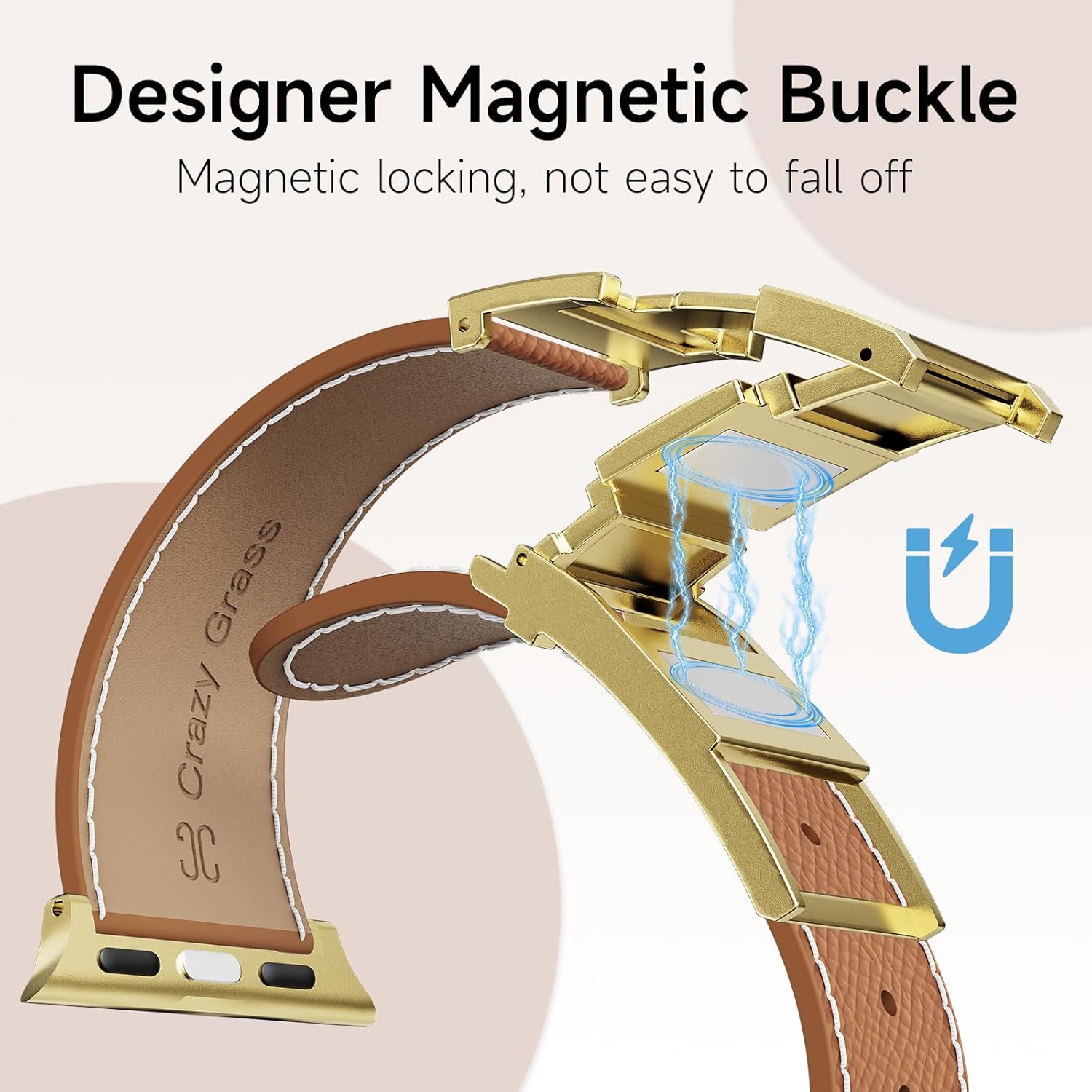 Thumbnail 3 de Apple Watch Designer Leather Band 49mm magnetic buckle