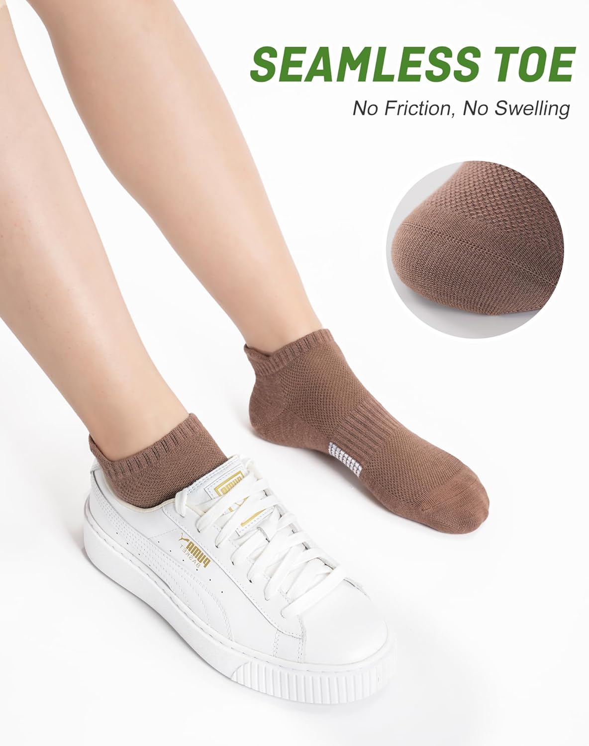 Detalle de inaWarm Bambus Sneaker Socken Damen – 6 Paar, atmungsaktive Kurzsocken im Geschenkset (Größen 35–38 & 39–42)