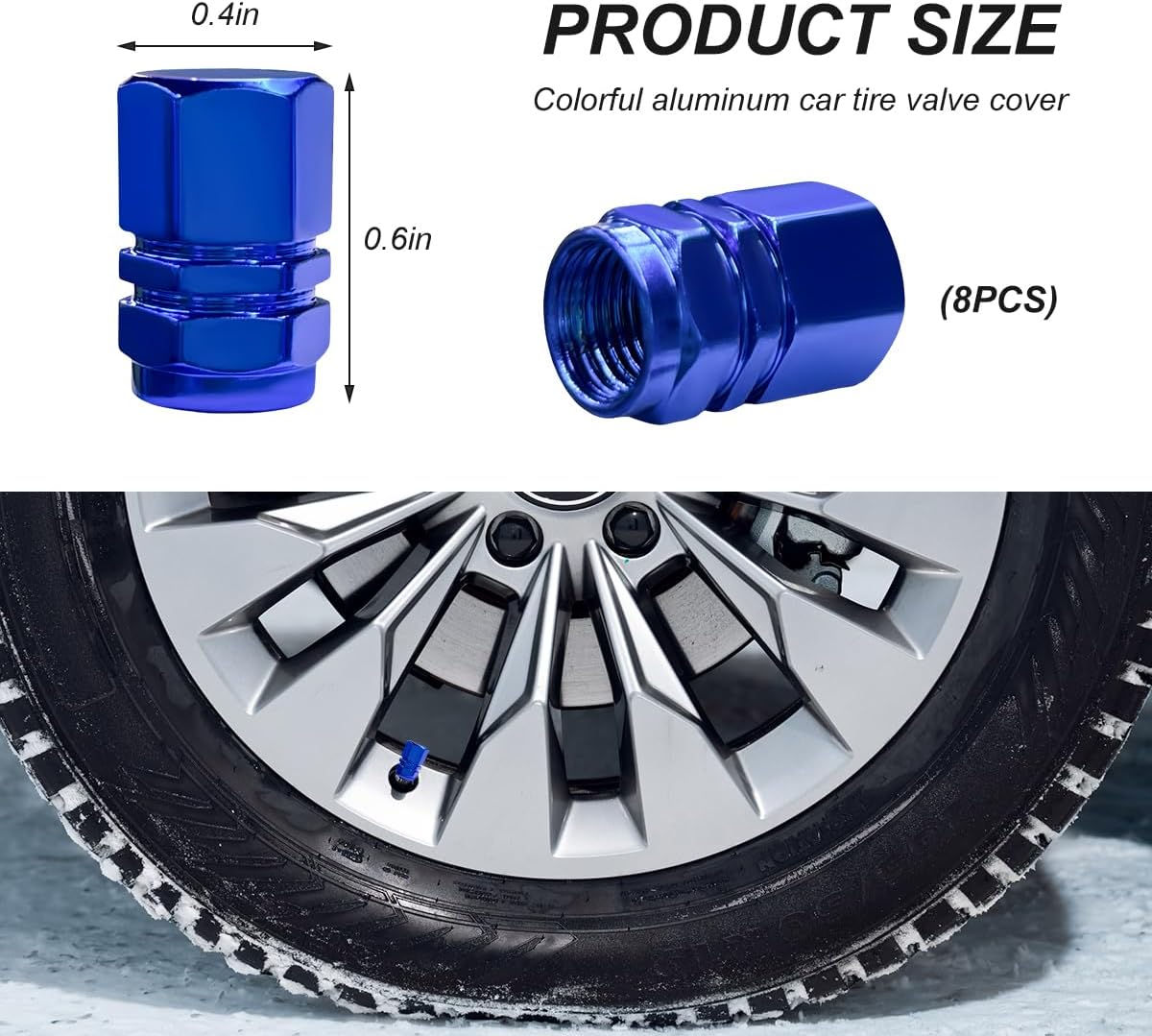 Detalle 2 de LSKASELUE Tire Valve Stem Caps, Aluminum