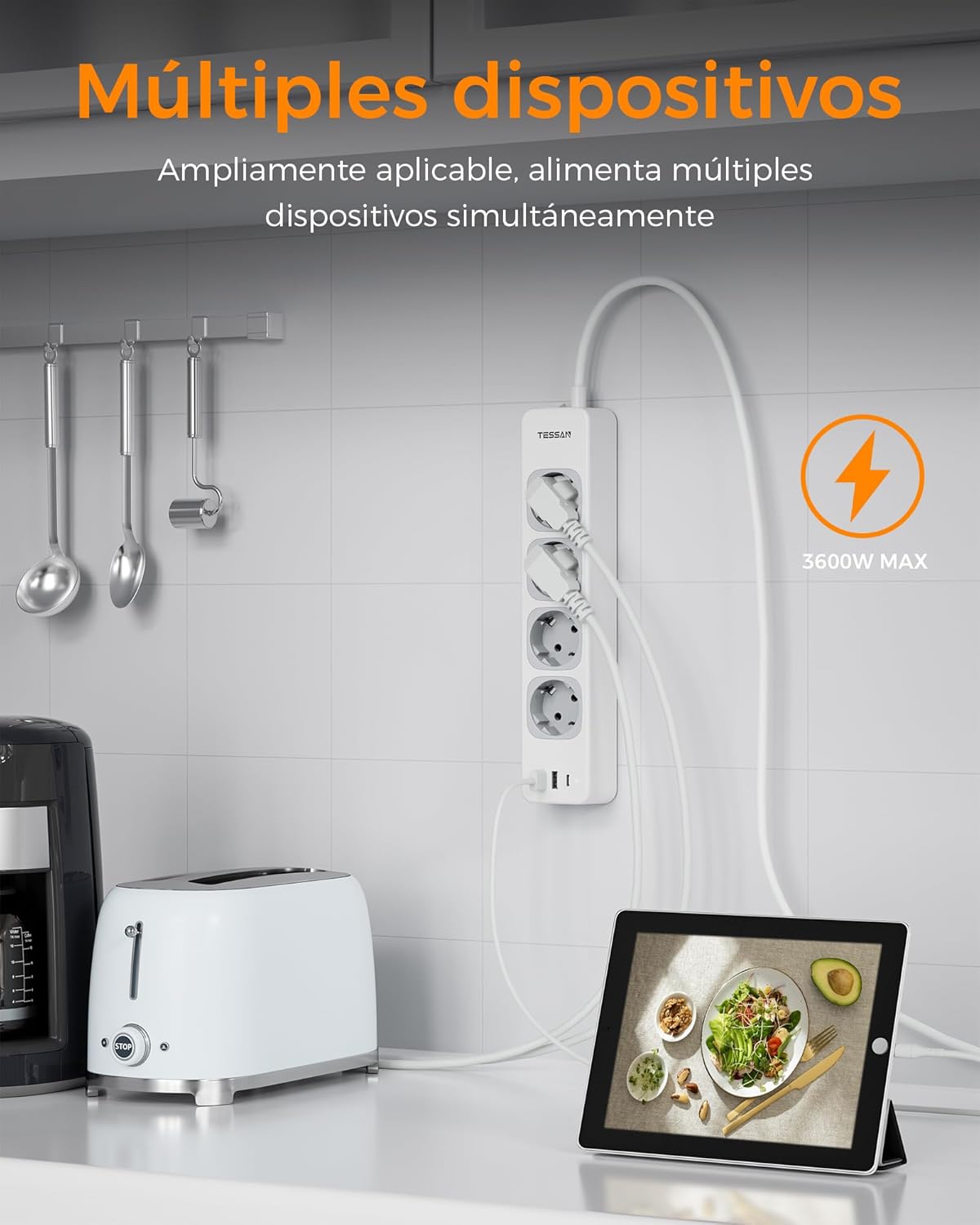 Thumbnail 4 de TESSAN Regletas 7 en 1 con USB C y A, 10m ⚡️