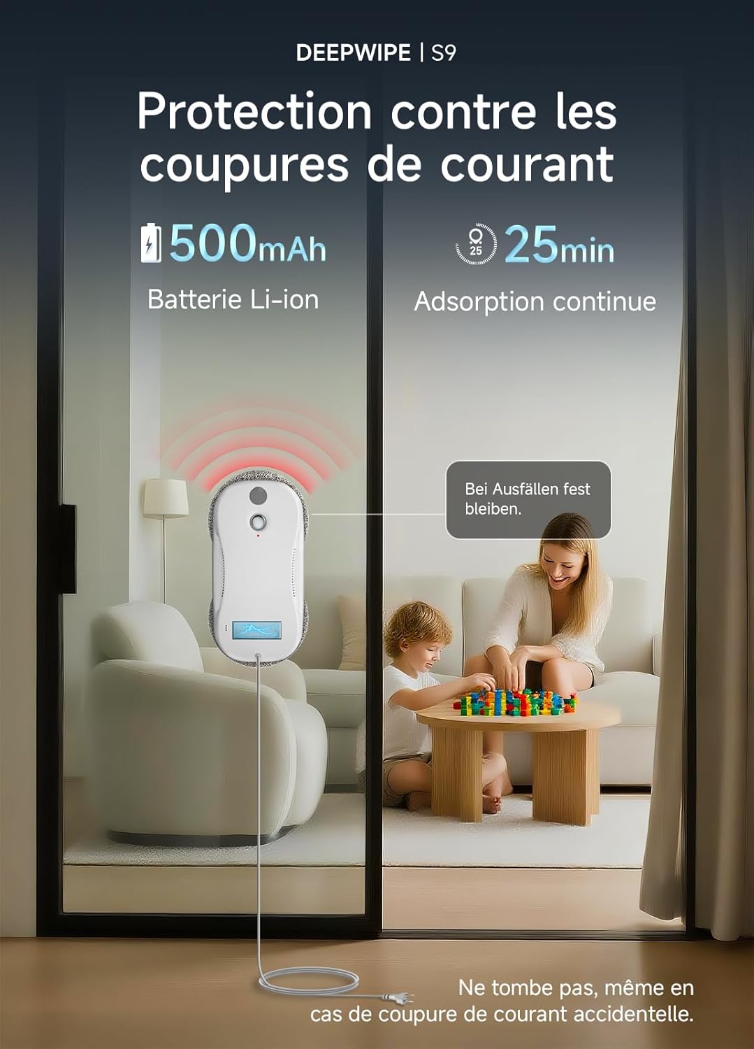 Thumbnail 5 de Robot lave-vitre S9 (5 800 Pa) — nettoyage automatique des grandes vitres avec double pulvérisation