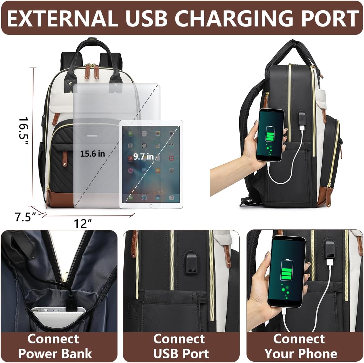 Detalle 2 de 15.6 inch Laptop Backpack for Women