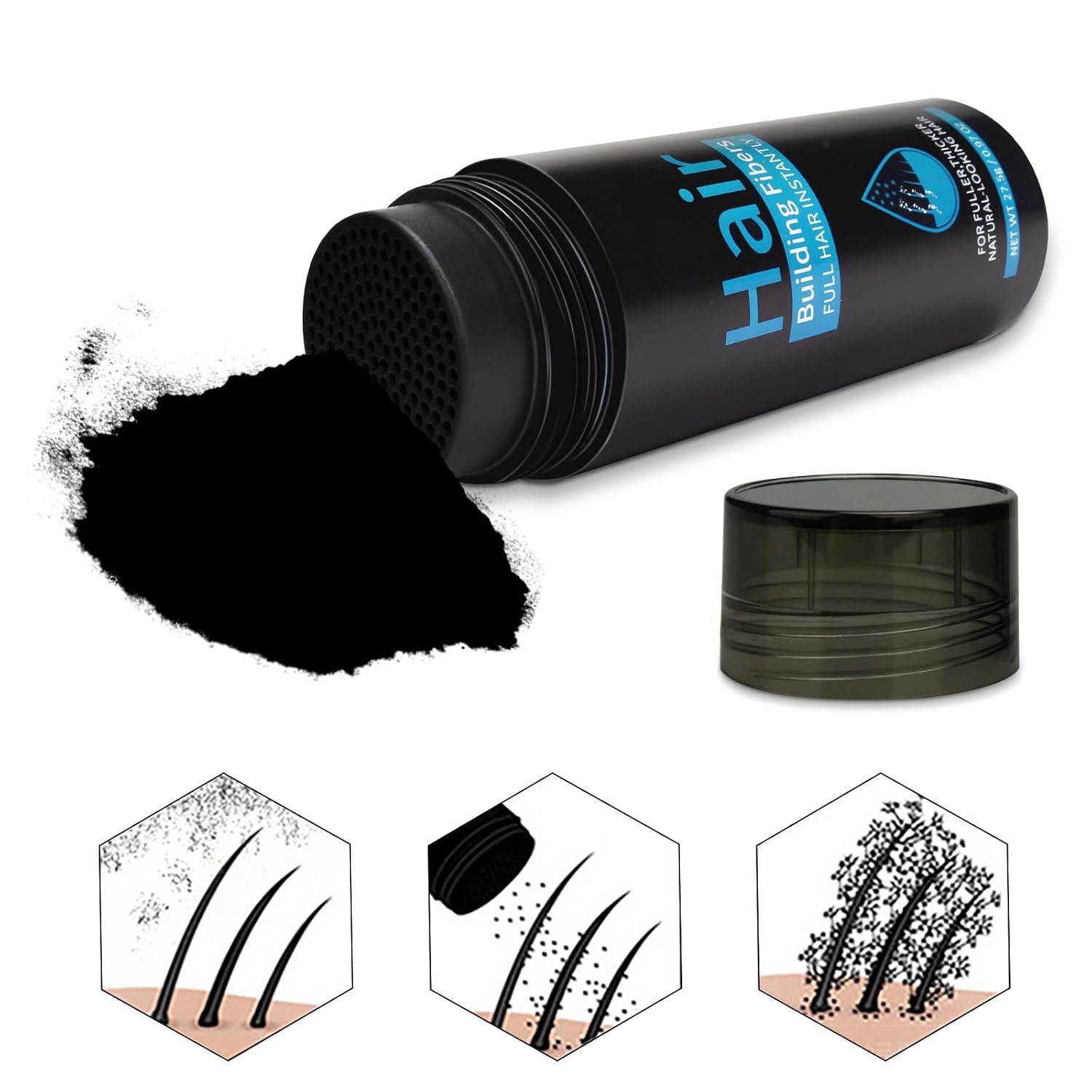 Detalle 2 de Haarpulver Schwarz 27,5G für Haarverdichtung