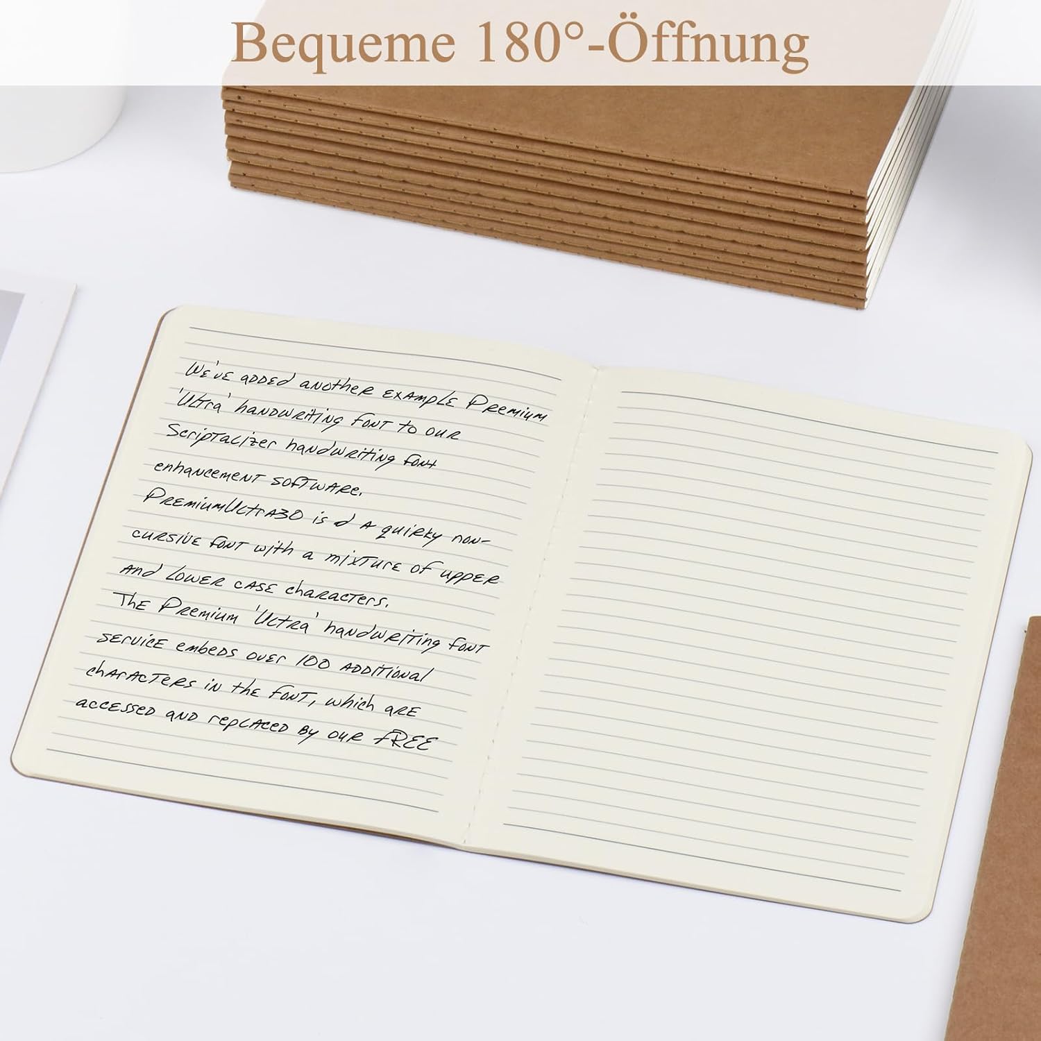 Detalle de ZCZN Notizbuch A5 liniert – 12 Stück Kraft Cover, 30 Blatt je Block