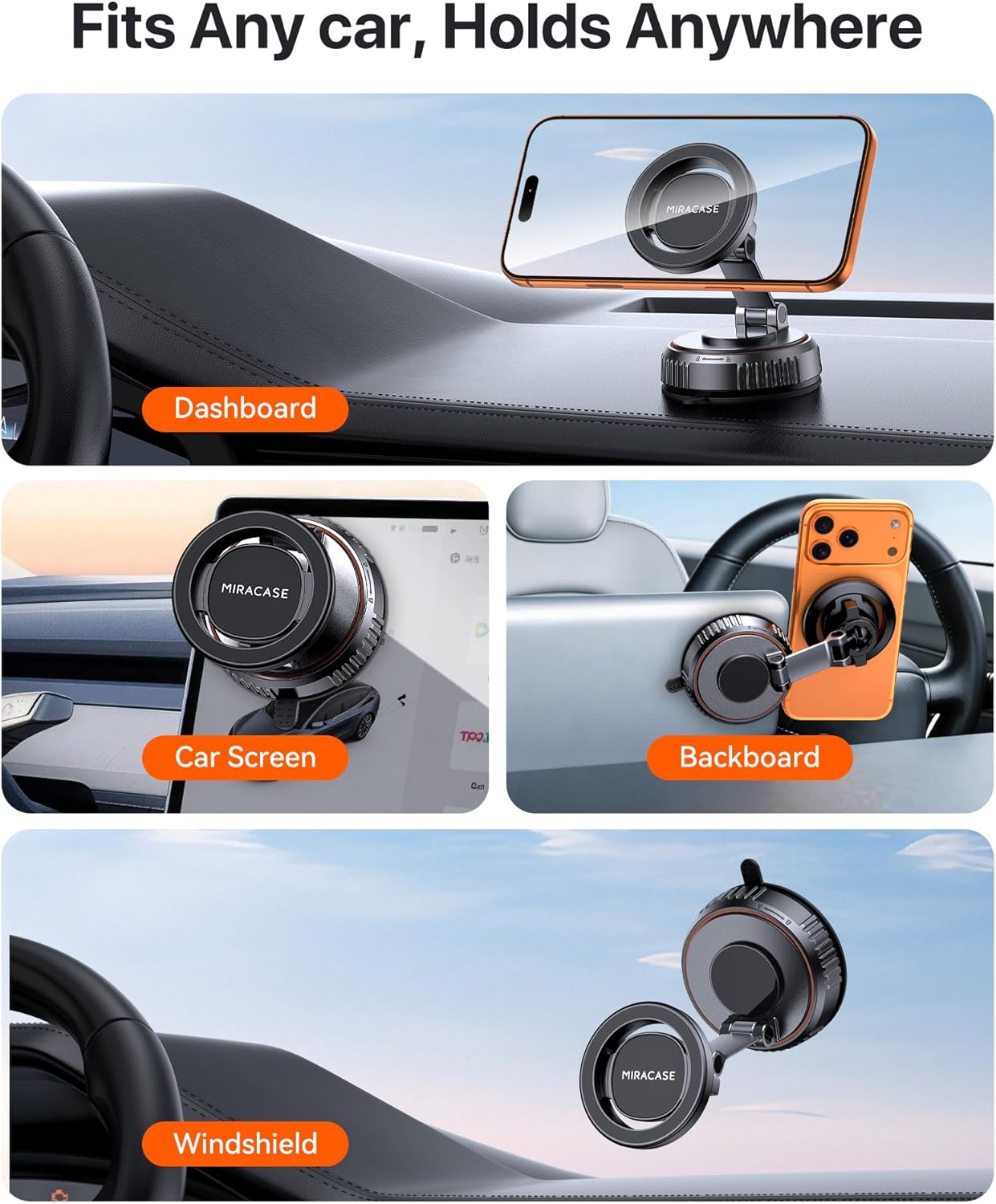 Detalle de Miracase MagSafe Car Mount with 360° Adjustable Magnetic Phone Holder