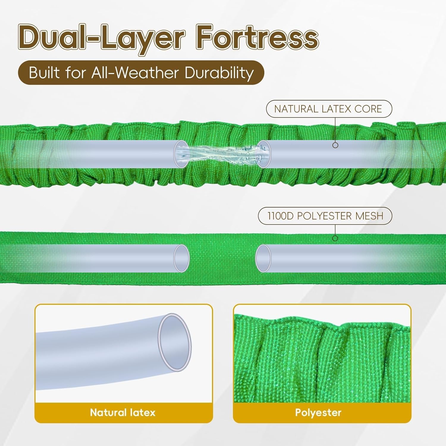 Thumbnail 1 de Expandable Garden Hose Pipe 30m/100ft with 7-Function Spray Gun – heavy duty latex-core expandable hose (green)