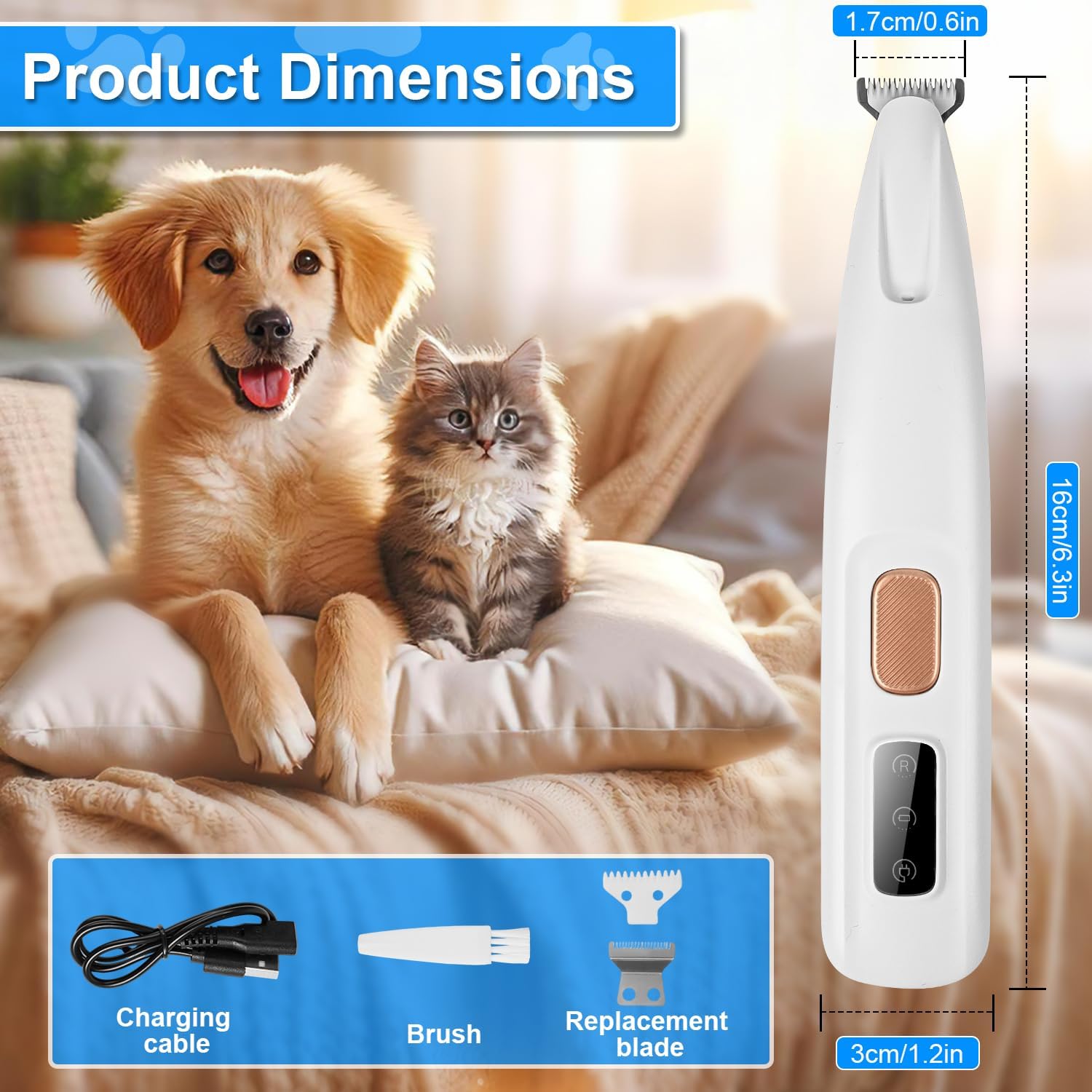 Detalle 2 de PawTrim Pro Haustiertrimmer kabellos ⛑️✂️🐶🐱