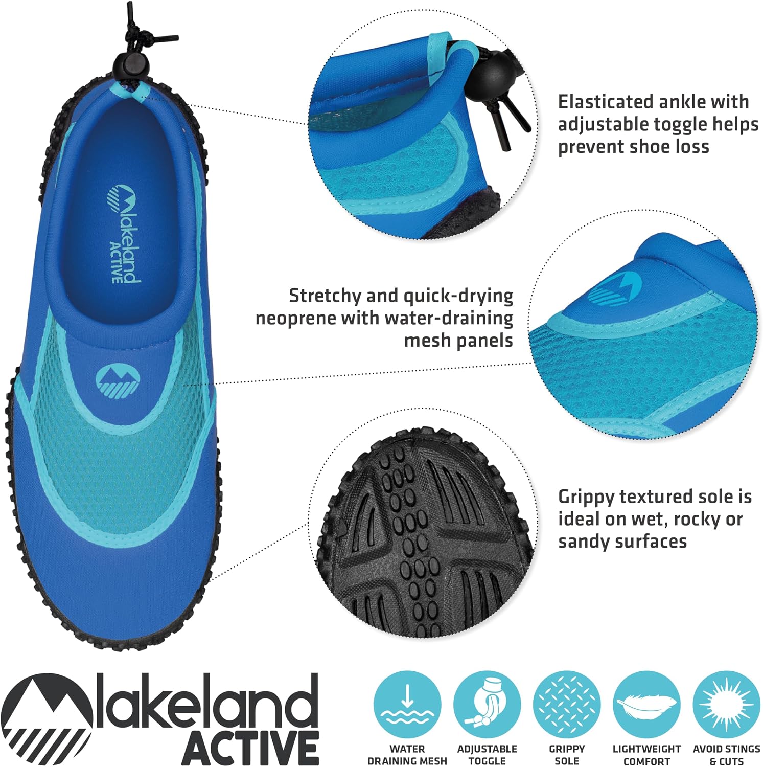 Detalle de Lakeland Active Men’s Eden Water Shoes: Practical Beach and Pool Footwear