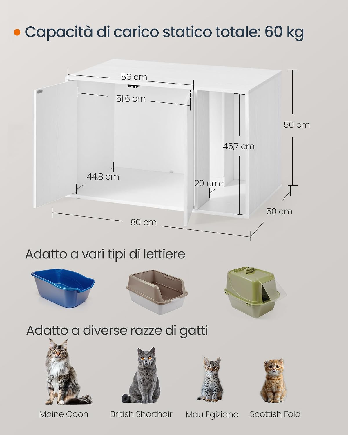 Thumbnail 3 de Songmics Home PCL013W01 Casetta Lettiera
