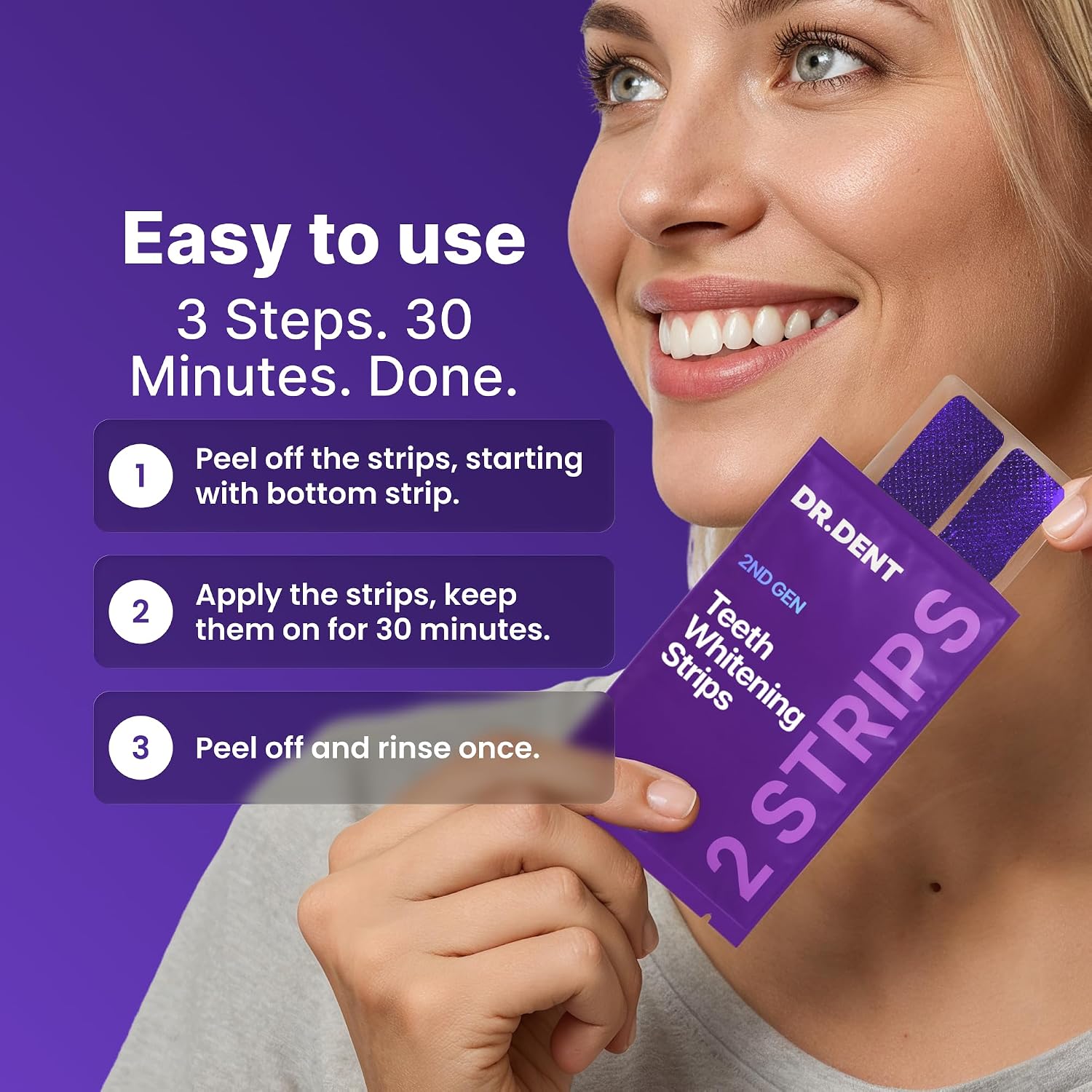 Thumbnail 1 de DRDENT Purple Strips: No-Peroxide Whitening with PAP for Safe, Everyday Sparkle