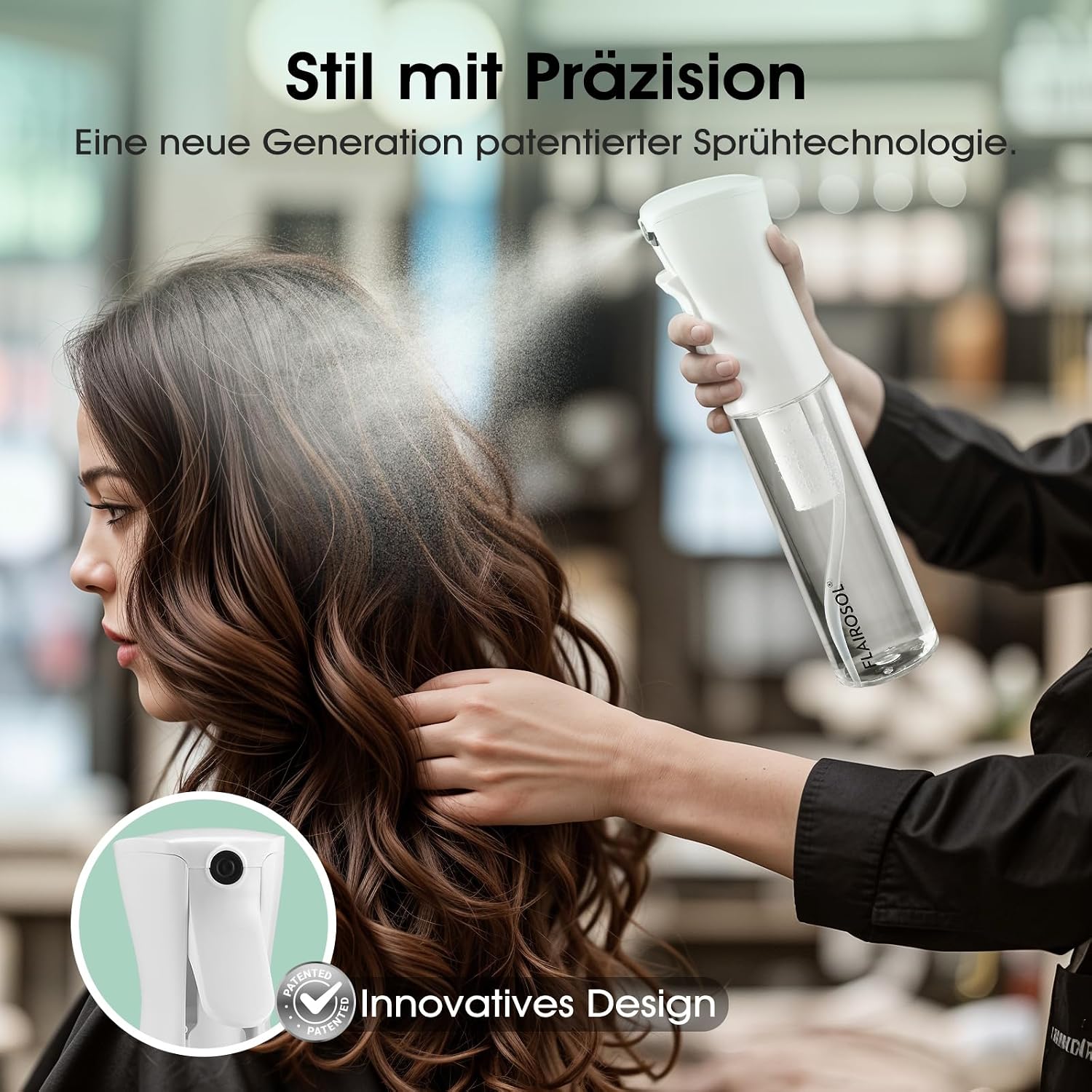 Detalle de FLAIROSOL Das Original Sprühflasche 300 ml – ultrafeiner Nebel und auslaufsicherer Komfortgriff