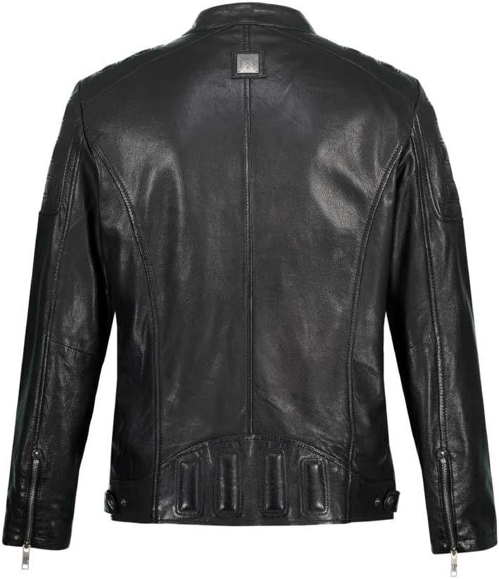 Detalle 2 de Veste motard JP 1880 pour hommes, tailles L à 8XL – cuir nappa d'agneau haut de gamme, épaules matelassées