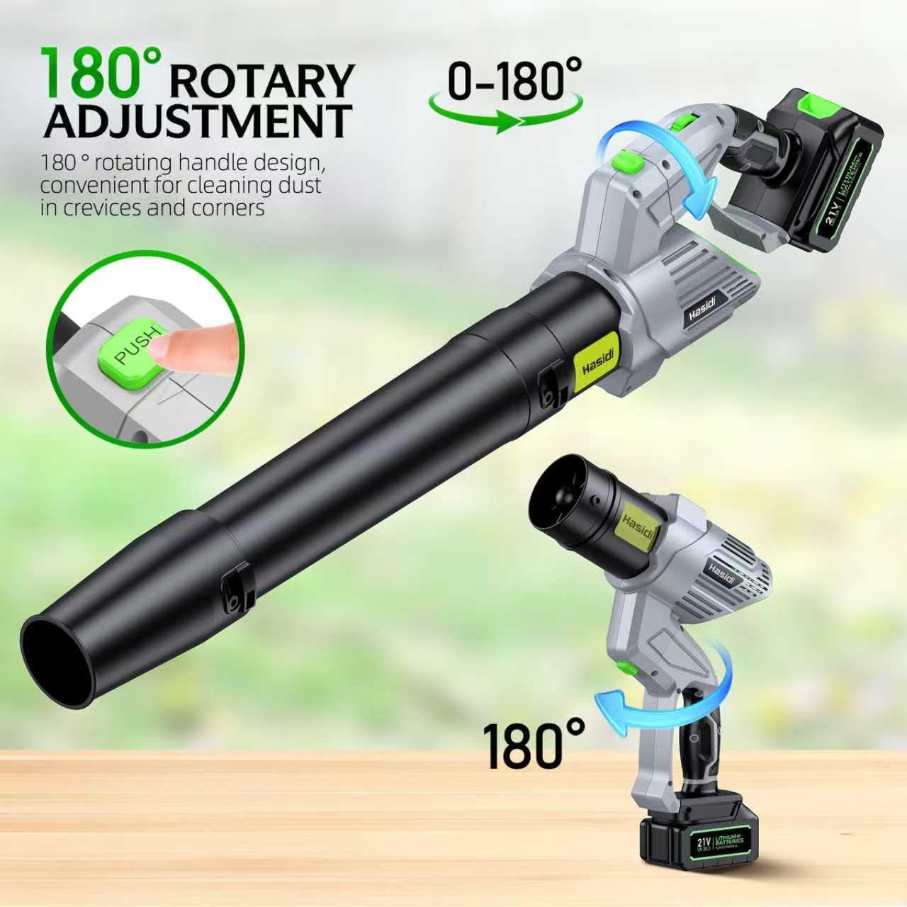 Thumbnail 4 de Souffleur de feuilles sans fil 990 000 TR/min avec 2 batteries, 2 buses et chargeur – 5 vitesses réglables, gris perlé