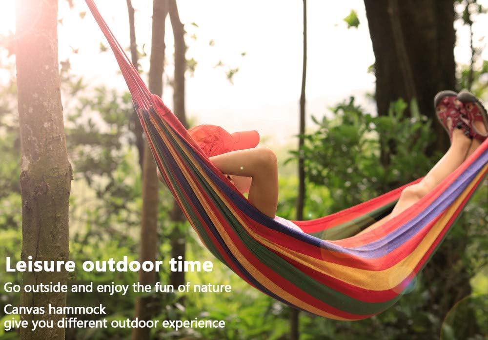 Thumbnail 6 de FORYNXHWIN Cotton Hammock – 190x100cm Outdoor Single Hammock with Travel Bag