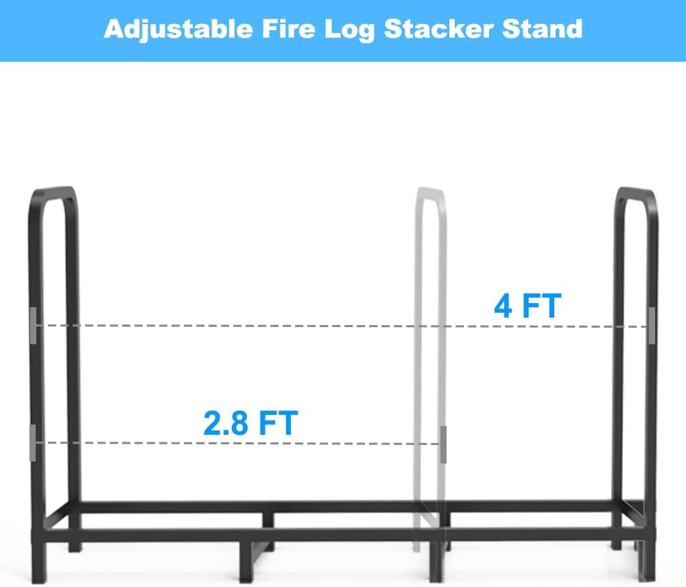 Thumbnail 6 de Tikimilor 4ft Firewood Rack, 2-Shelf Powder-Coated Steel Log Holder