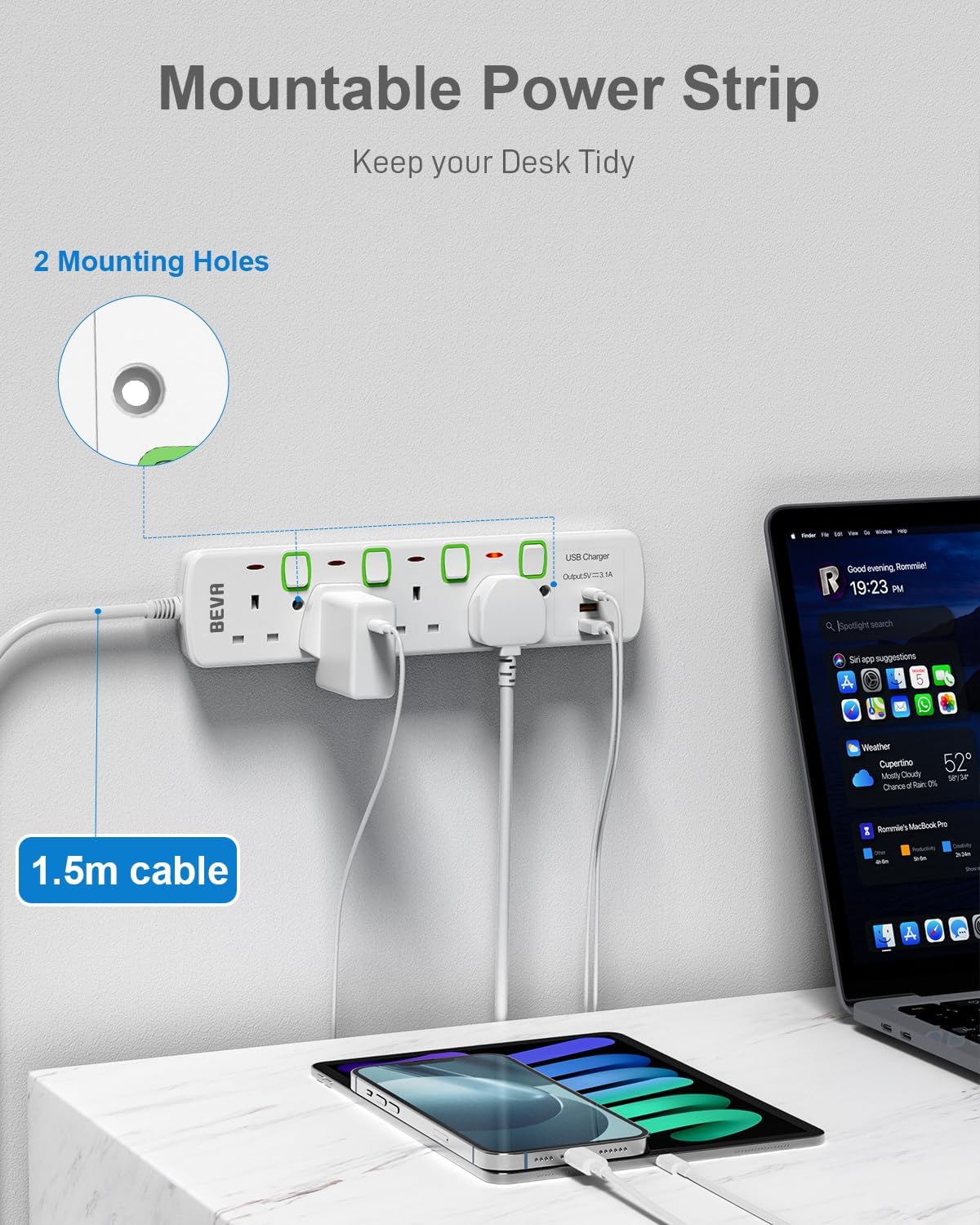 Detalle 2 de BEVA 4-way extension lead with 1.5m