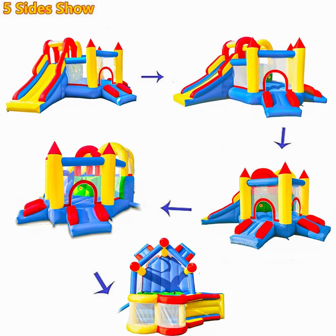 Thumbnail 2 de Ballsea Castello gonfiabile con scivolo – parco giochi gonfiabile per interni ed esterni (375x305x195 cm)