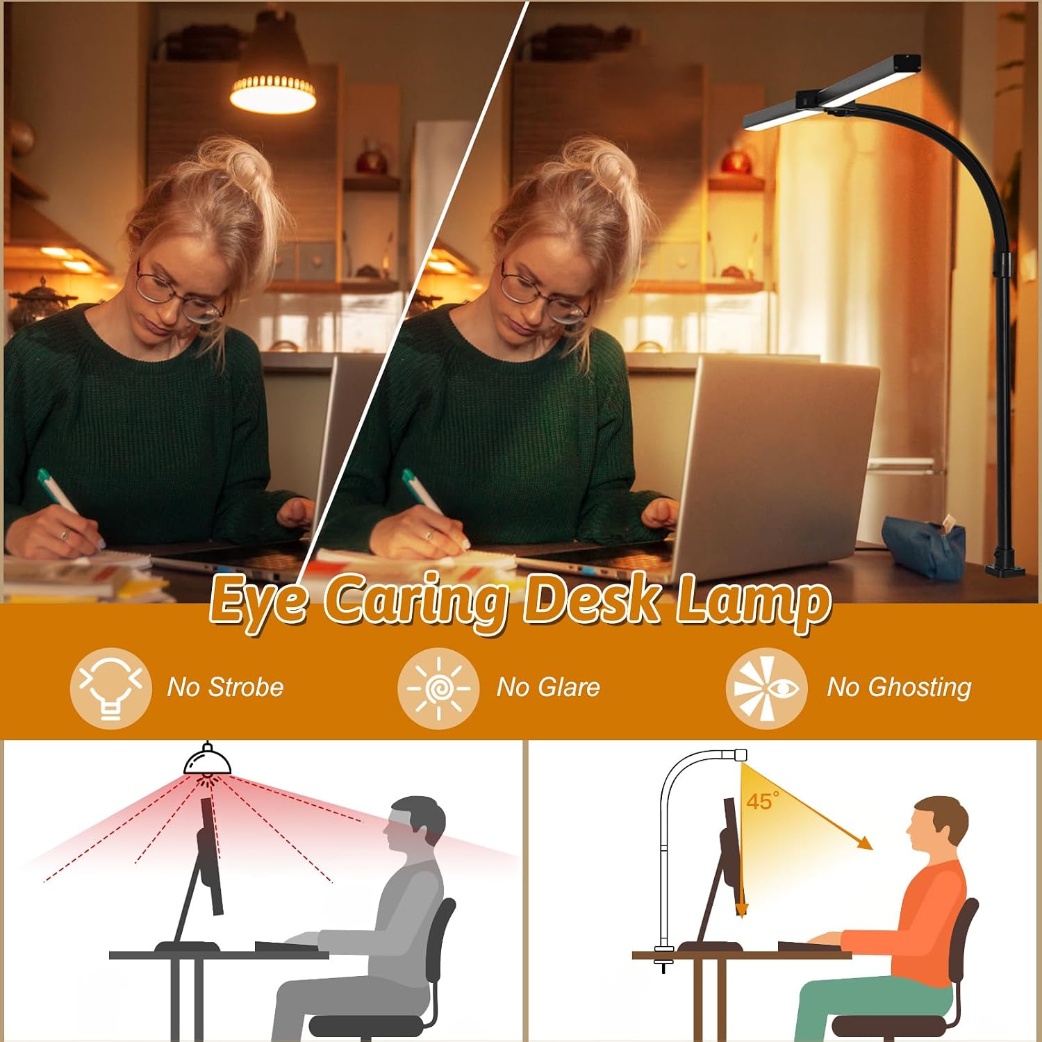 Detalle de MACASA LED Desk Lamp, 24W Timer