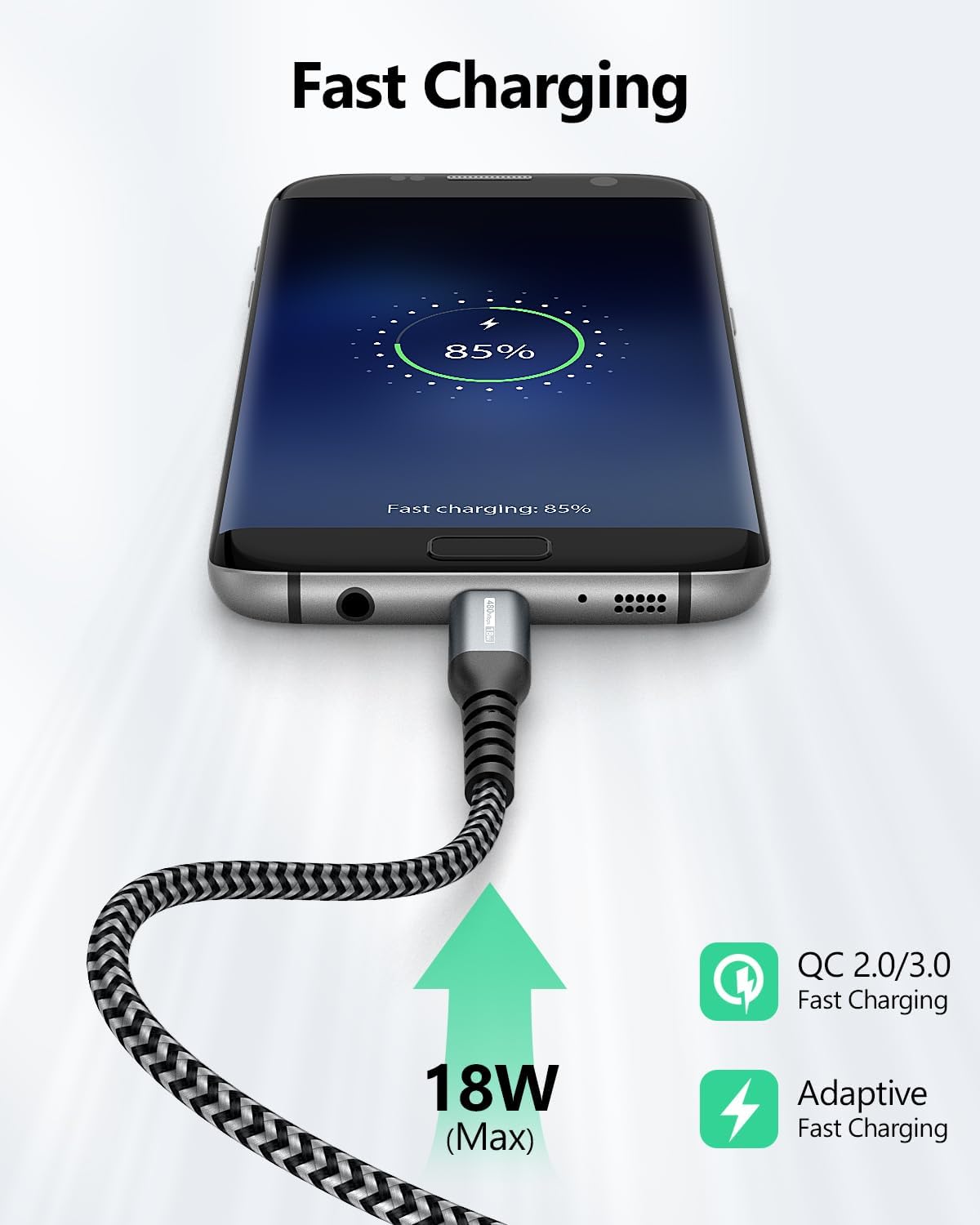 Thumbnail 2 de SUNGUY Pack de 3 câbles micro-USB courts 1FT/0,3 m pour charge et synchronisation