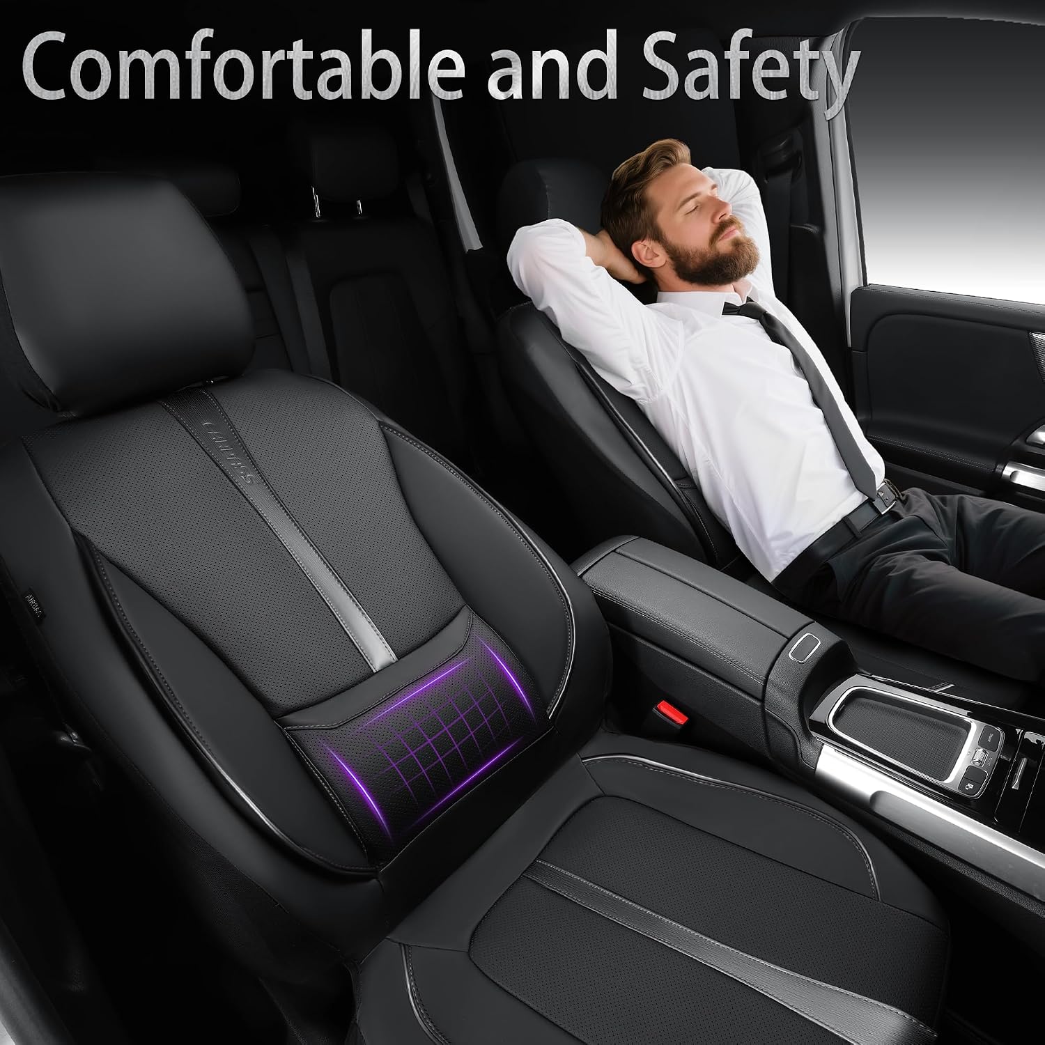 Detalle de CAR PASS Nappa Leather Front Seat Covers — Universal 2 pcs