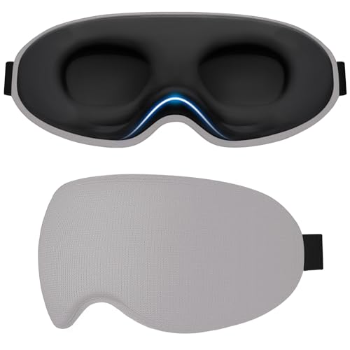 Detalle de Gritin 100% Blackout Sleep Eye Mask – 3D Contoured, Side-Sleeper Friendly (Twin Pack with Earplugs)