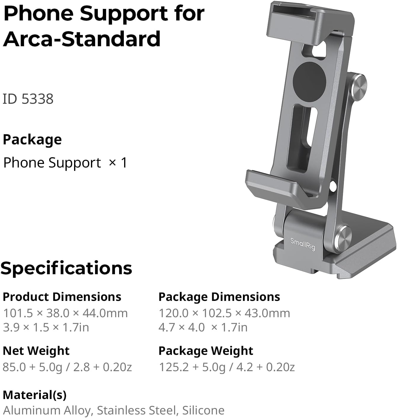 Thumbnail 6 de SMALLRIG Metall-Handyhalterung mit Grundplatte für arca-Swiss – kompatibel mit DJI RS 4 Mini & RS 3 Mini