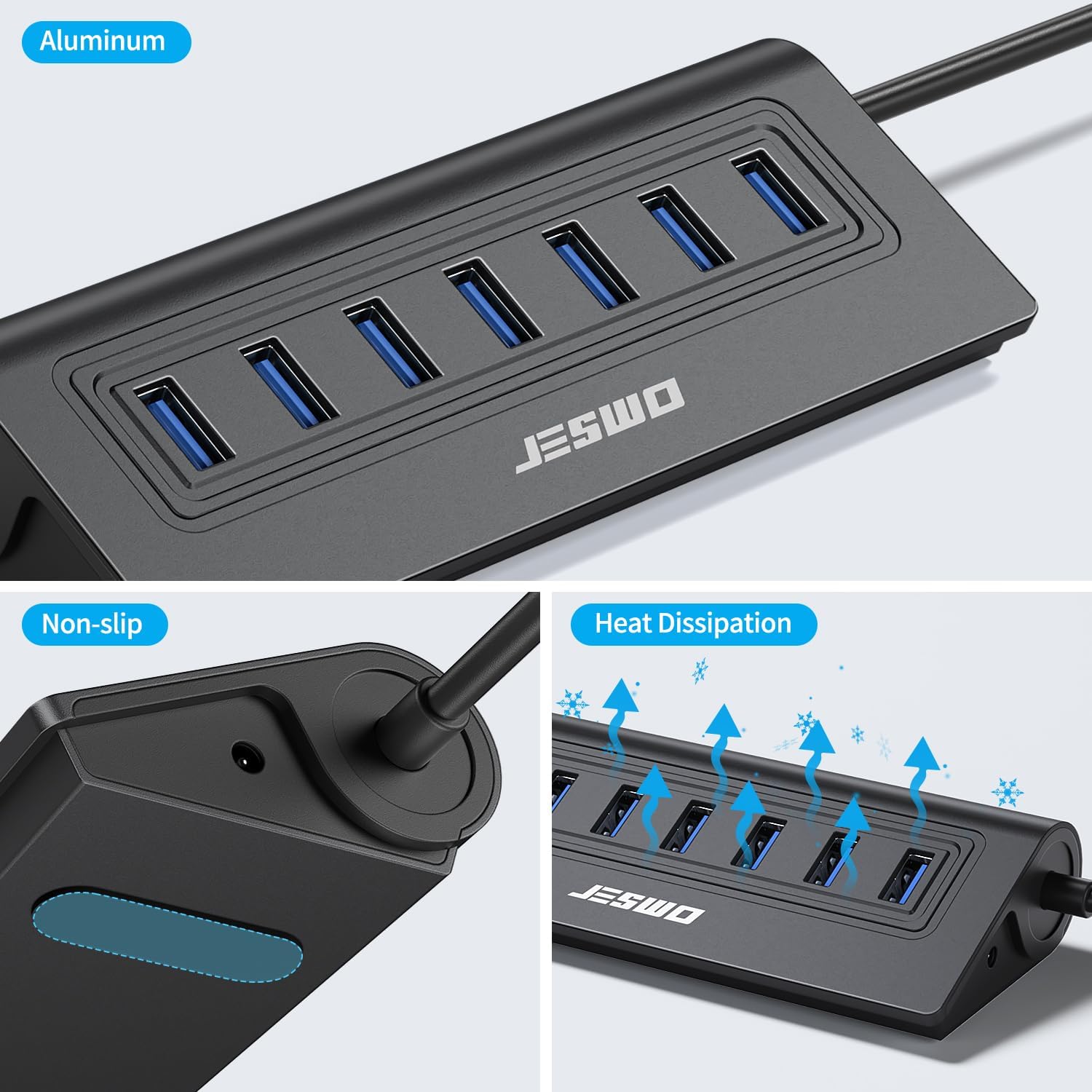 Thumbnail 4 de USB 3.0 Hub 7-Port – Aluminium design, 5Gbps, 3.4ft cable