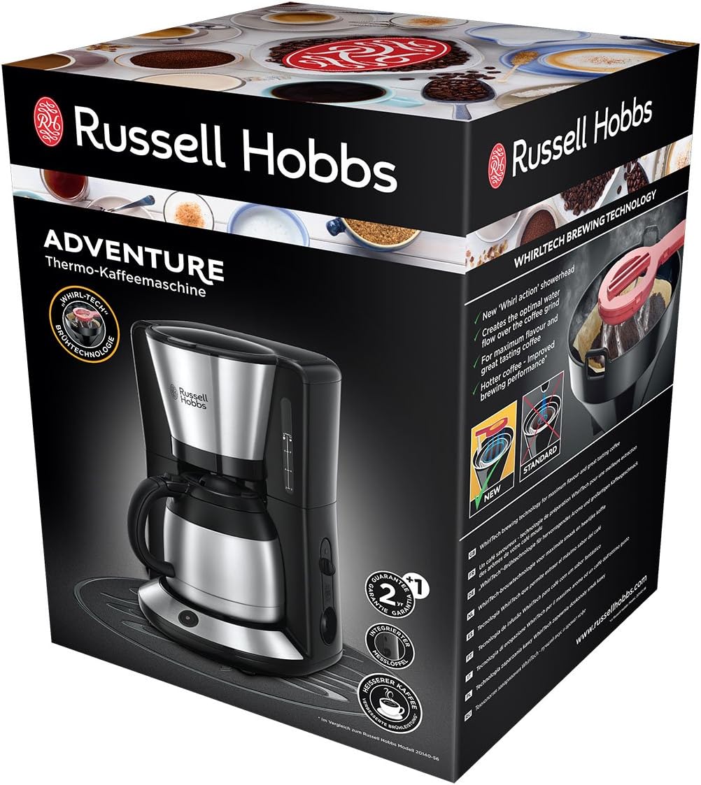 Detalle de Russell Hobbs Kaffeemaschine Adventure 24020-56 – Brausekopf, 1,0 l Thermokanne, 8 Tassen, 1100 W