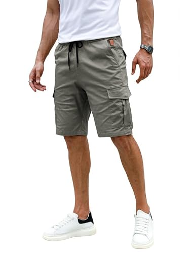Detalle de Elegancity Kurze Cargo-Hose Herren – Grau, Regular Fit, Elastisch