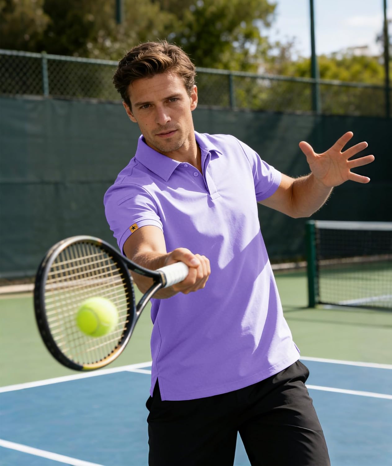 Detalle de JACKETOWN Polo Shirt Uomo Manica Corta: asciugatura rapida e traspirante, polo sportiva per golf e tennis