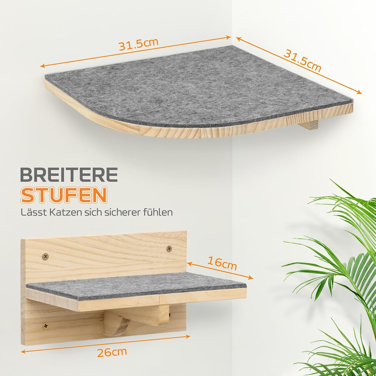 Detalle de Pawtasy Katzen-Kletterwand: 4er-Wand-Set aus Naturholz, stabil und platzsparend
