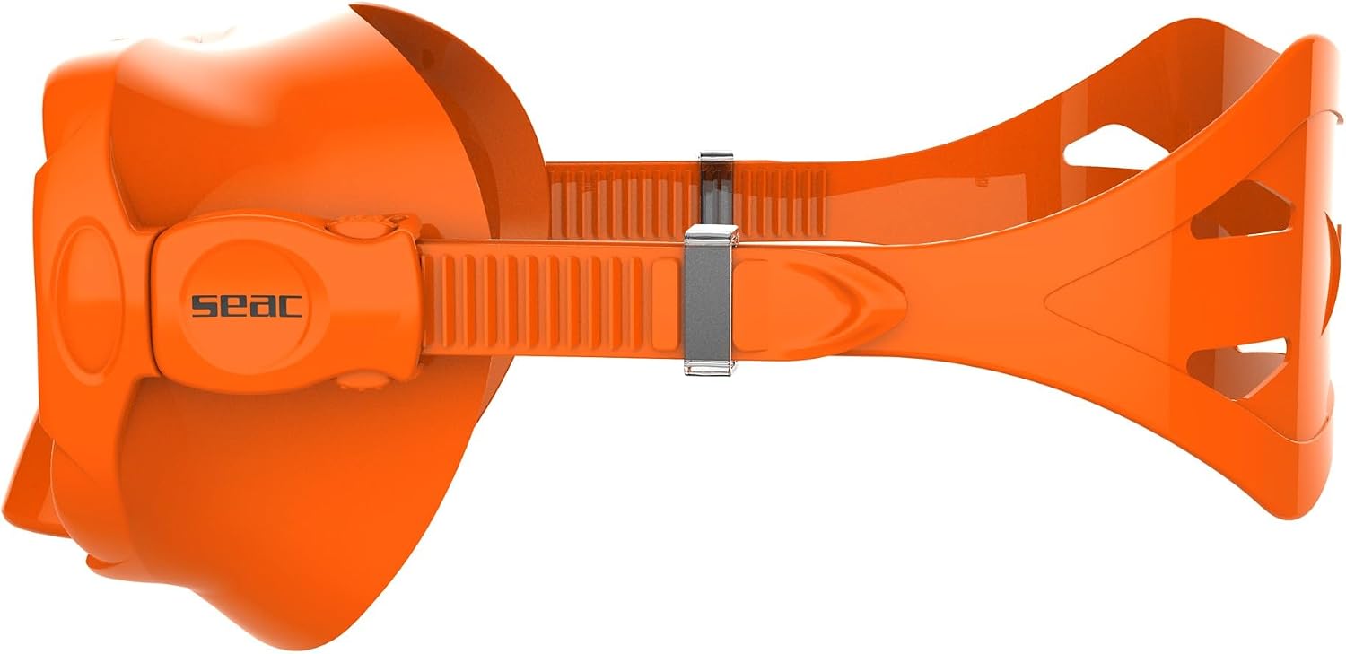 Detalle de SEAC Rondò : masque frameless en silicone et verre unique, volume réduit pour plongée et snorkeling