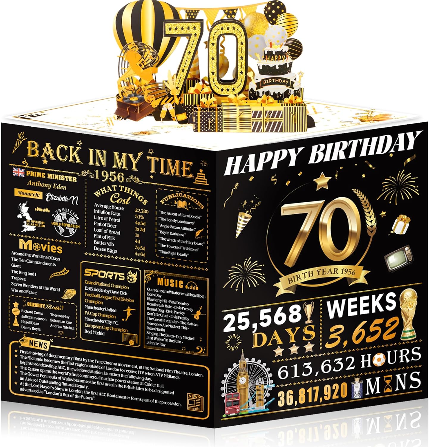 70th Birthday 3D Pop-Up Card for Grandma 🎁