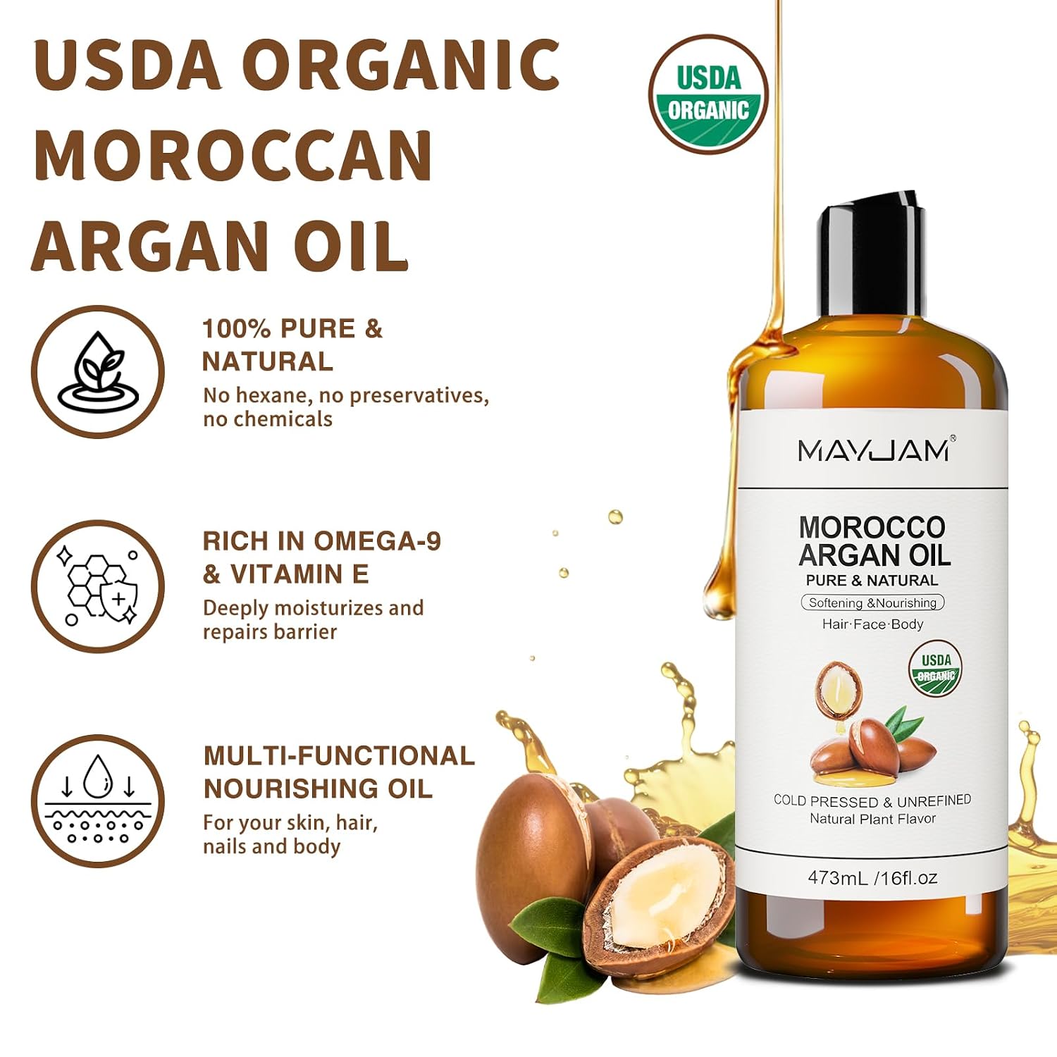 Detalle 2 de MAYJAM Arganöl Bio 473 ml