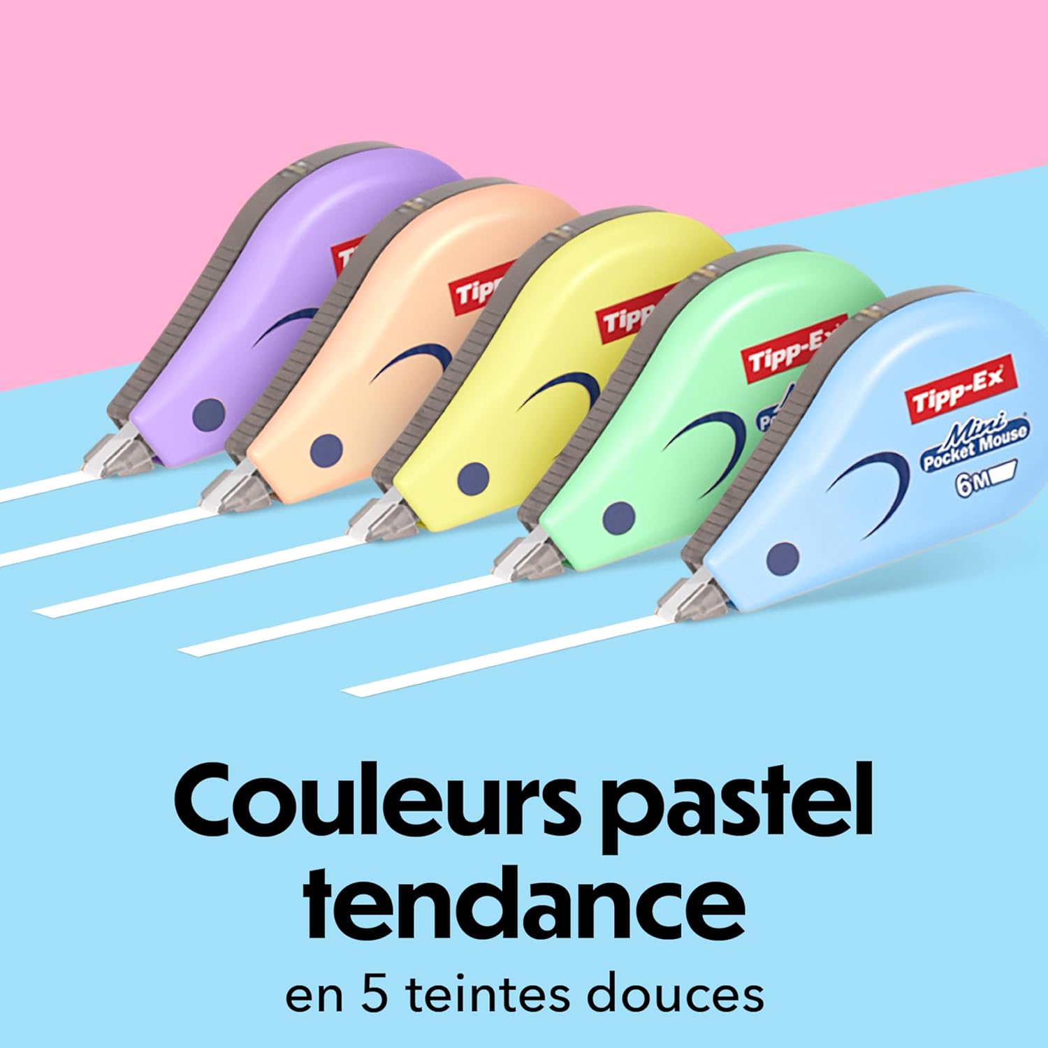 Thumbnail 1 de Tipp-Ex Mini Pocket Mouse – Rubans correcteurs pastel (6 m, 5 couleurs pastel + 1 transparent) – pack de 6 par BIC
