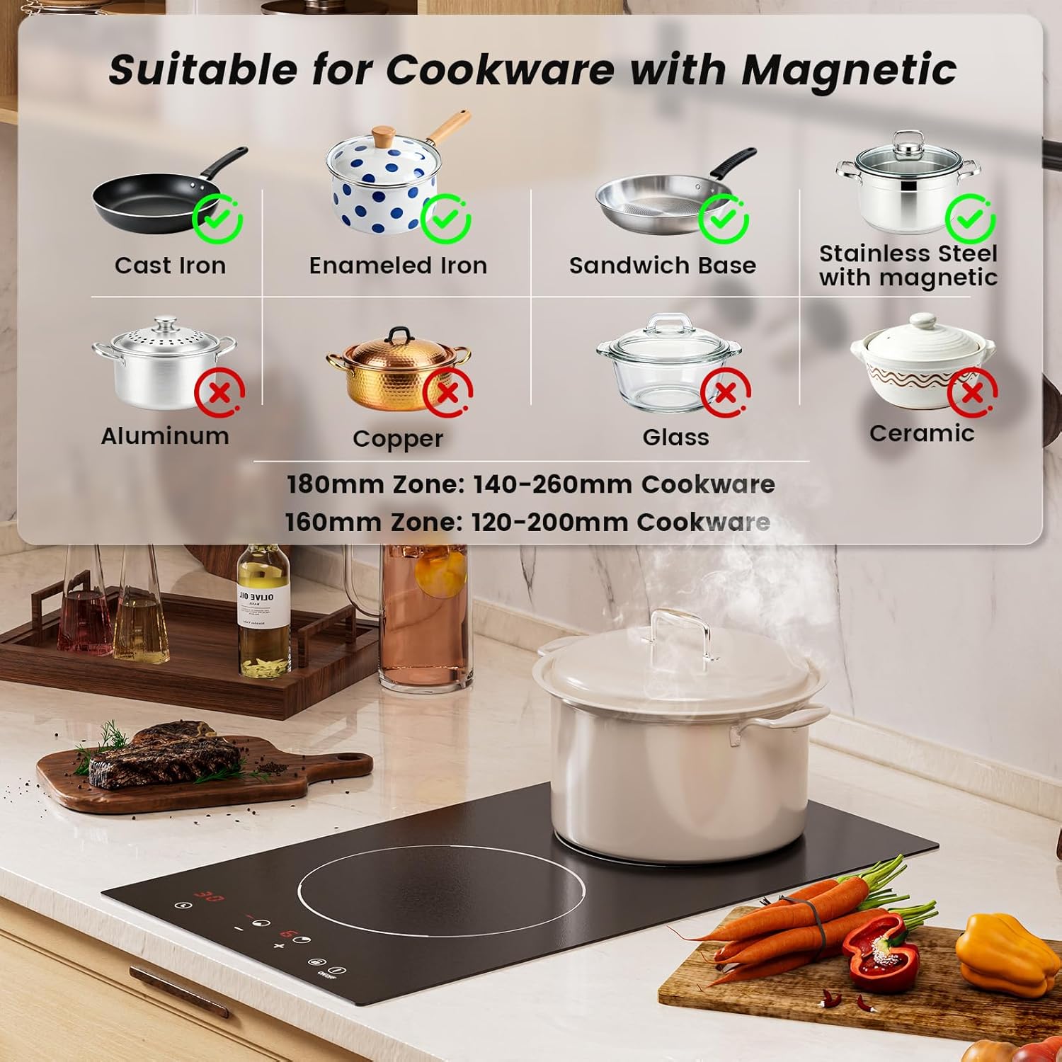 Thumbnail 2 de Plug in Induction Hob - 30cm 2 Ring Built-in Electric Hob (BIH292T)