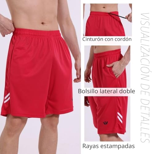 Detalle de fovdtaa – Paquete de 5 pantalones cortos deportivos para hombre con bolsillos y cintura elástica