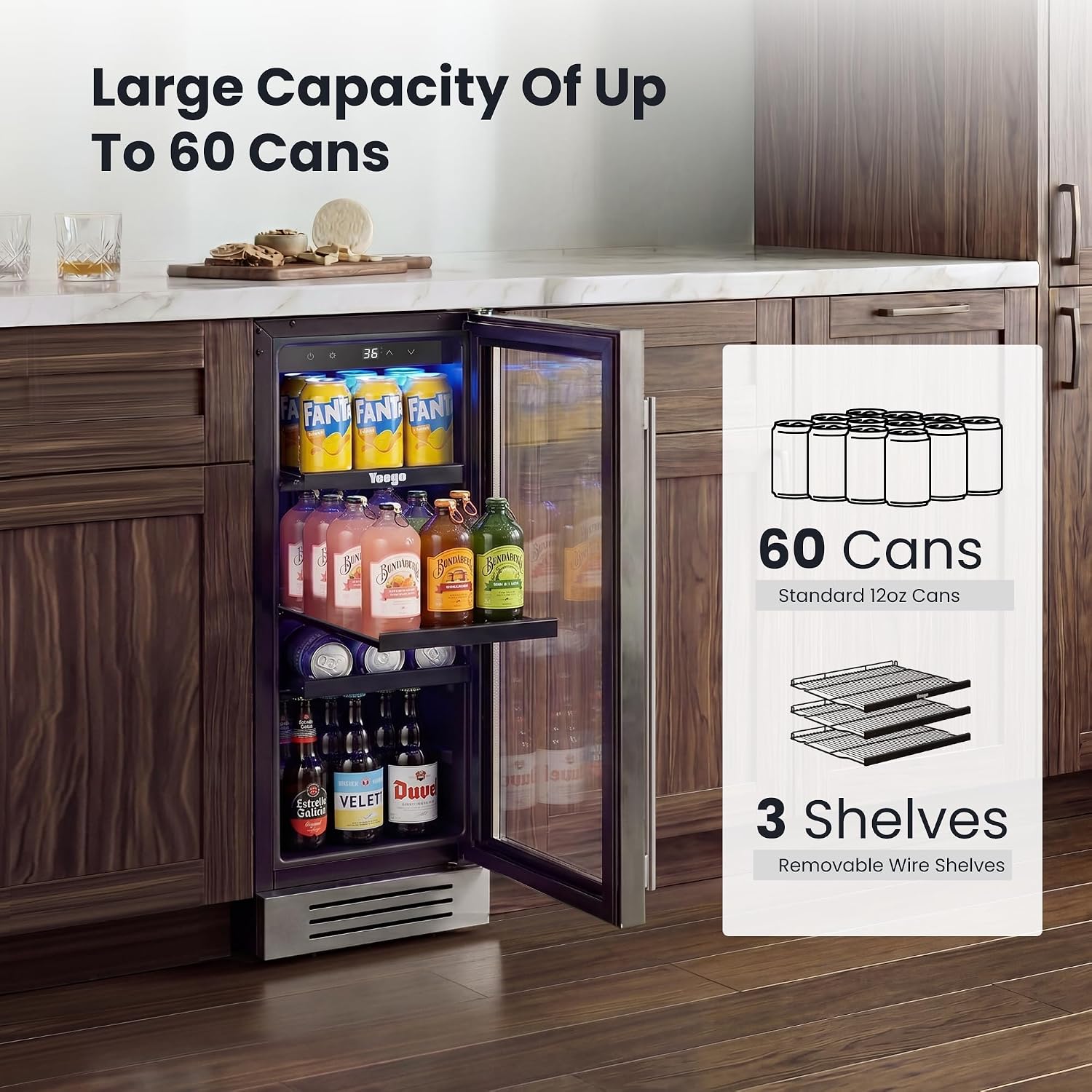 Detalle de Yeego Beverage Refrigerator, 12-Inch