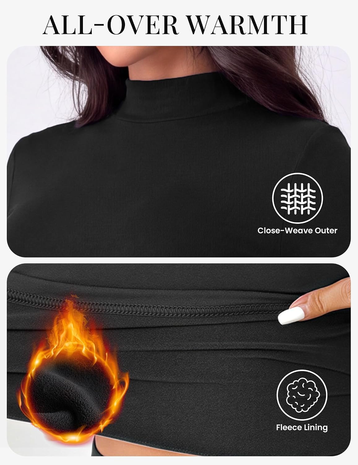 Detalle de Ekouaer Women's Thermal Top, Fleece-Lined