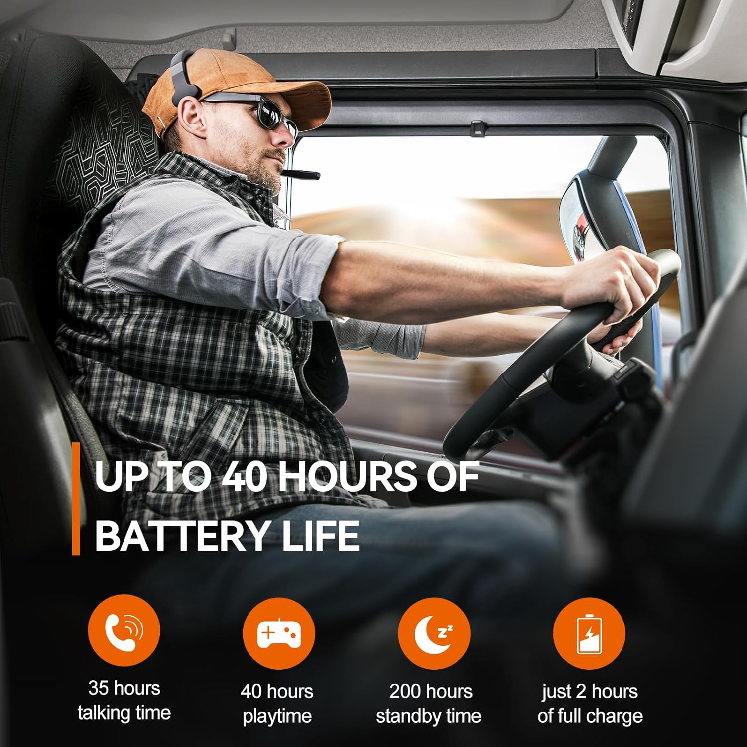 Thumbnail 6 de TECKNET TK-HS005 Bluetooth Trucker Headset 50Hrs