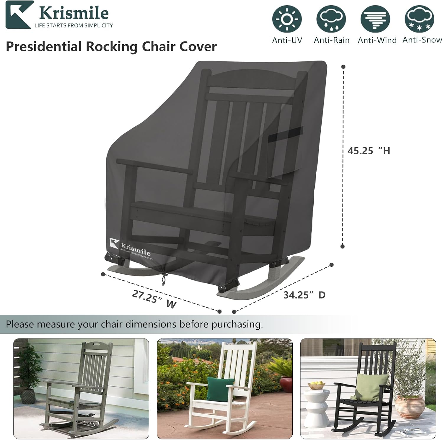 Detalle 2 de Krismile Rocking Chair Cover, 600D Oxford Fabric
