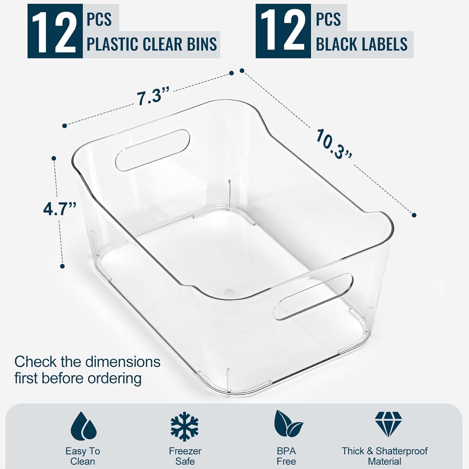 Thumbnail 6 de SOHO Collection L 12-Pack Clear Storage Bins