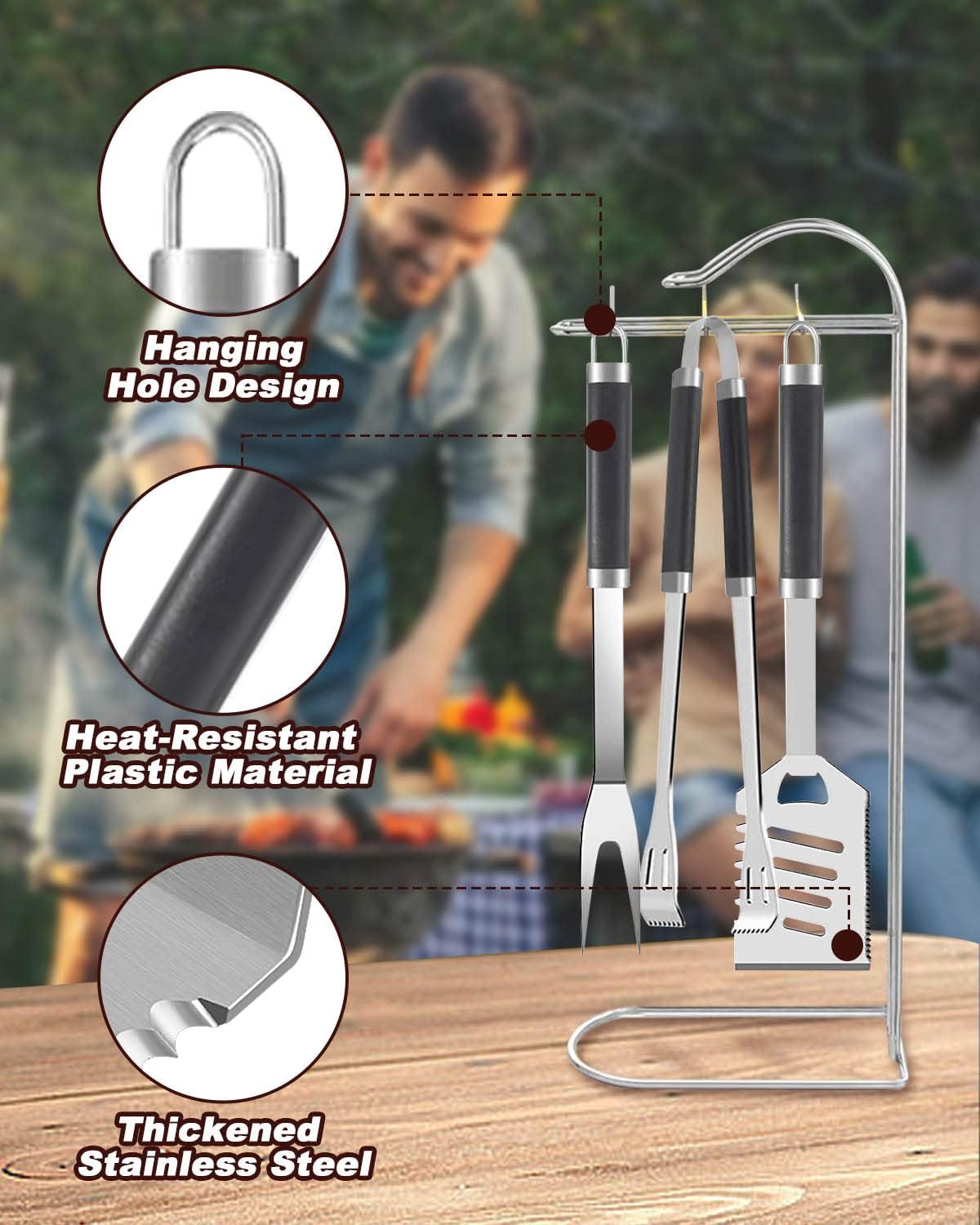 Thumbnail 4 de Trongle 26-piece BBQ Tools Set (Stainless Steel) with Heat-Resistant Handles, Case and Grill Mats