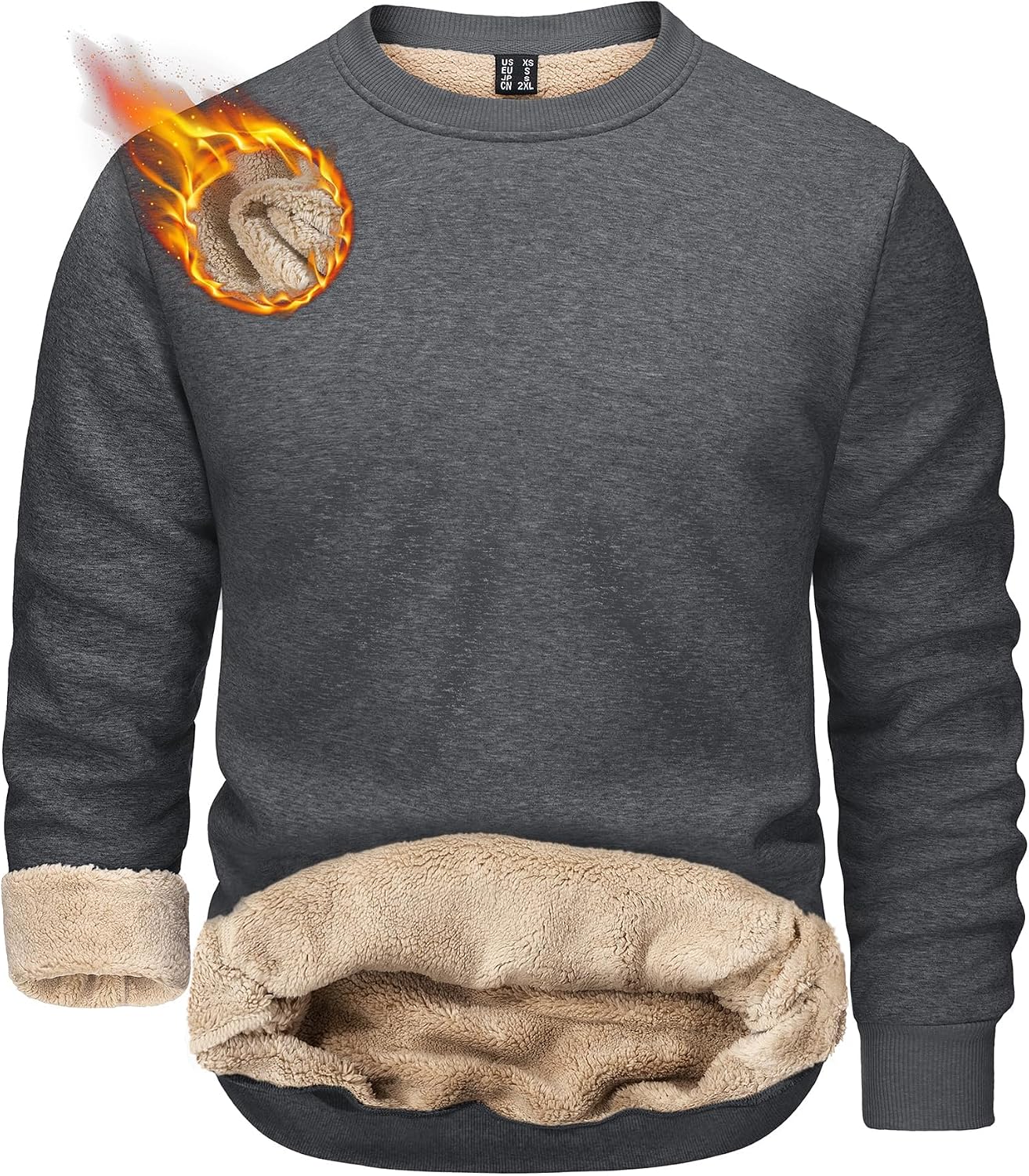Detalle de TACVASEN Herren Fleece Pullover mit Fleecefutter