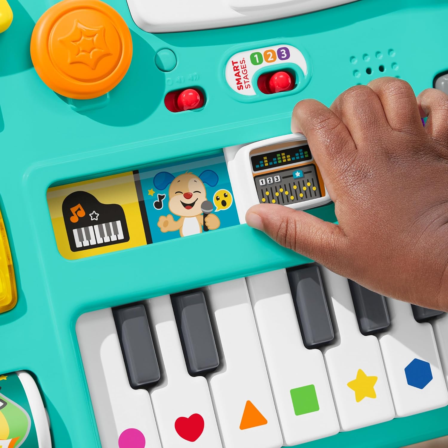 Detalle de Fisher-Price HXG09 – muzyczny stół DJ z 3 trybami, światłami i 12 aktywnościami