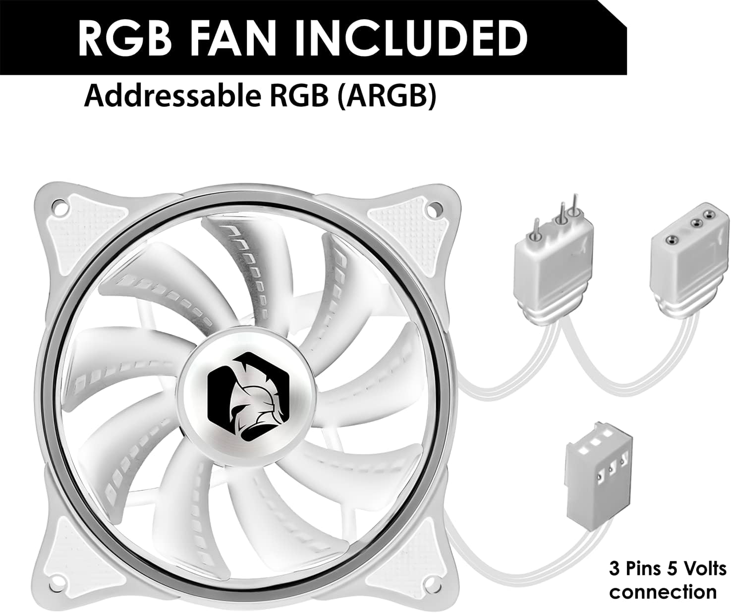 Thumbnail 2 de Empire Gaming Ventola da case per PC gamer 2x120 mm RGB indirizzabile PWM 3 pin 5V Dual Loop, bianco