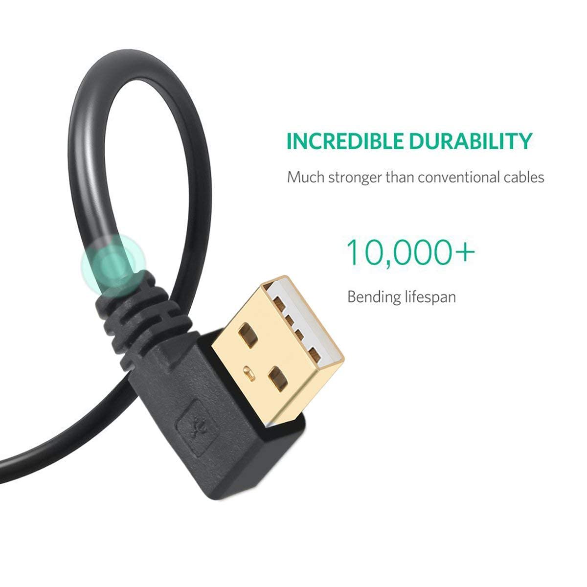 Thumbnail 1 de Herfair USB Cable, Right Angled 12cm Gold Plated Mini USB 5 Pin (Pack of 3)