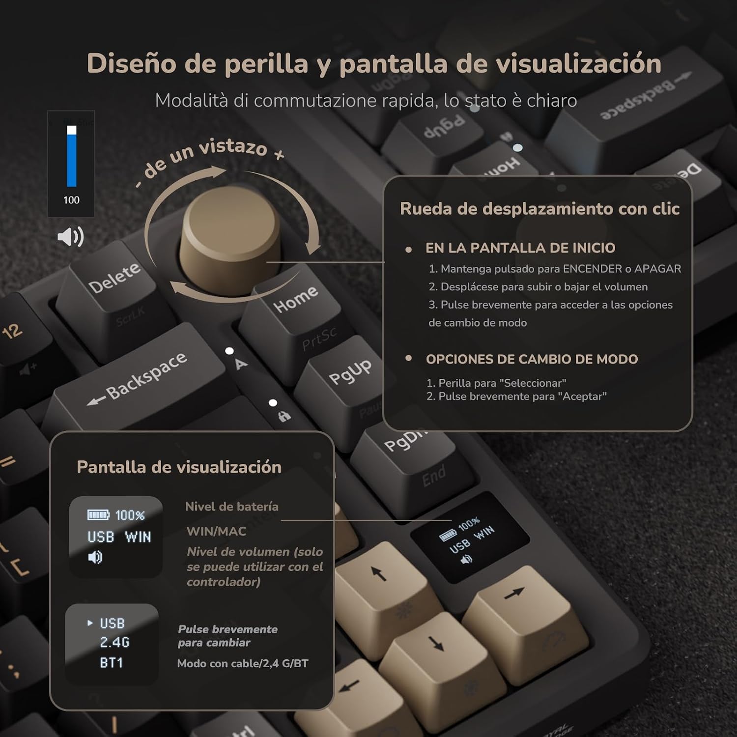 Detalle de RK Royal Kludge M75 Teclado Mecánico Inalámbrico RGB⌨