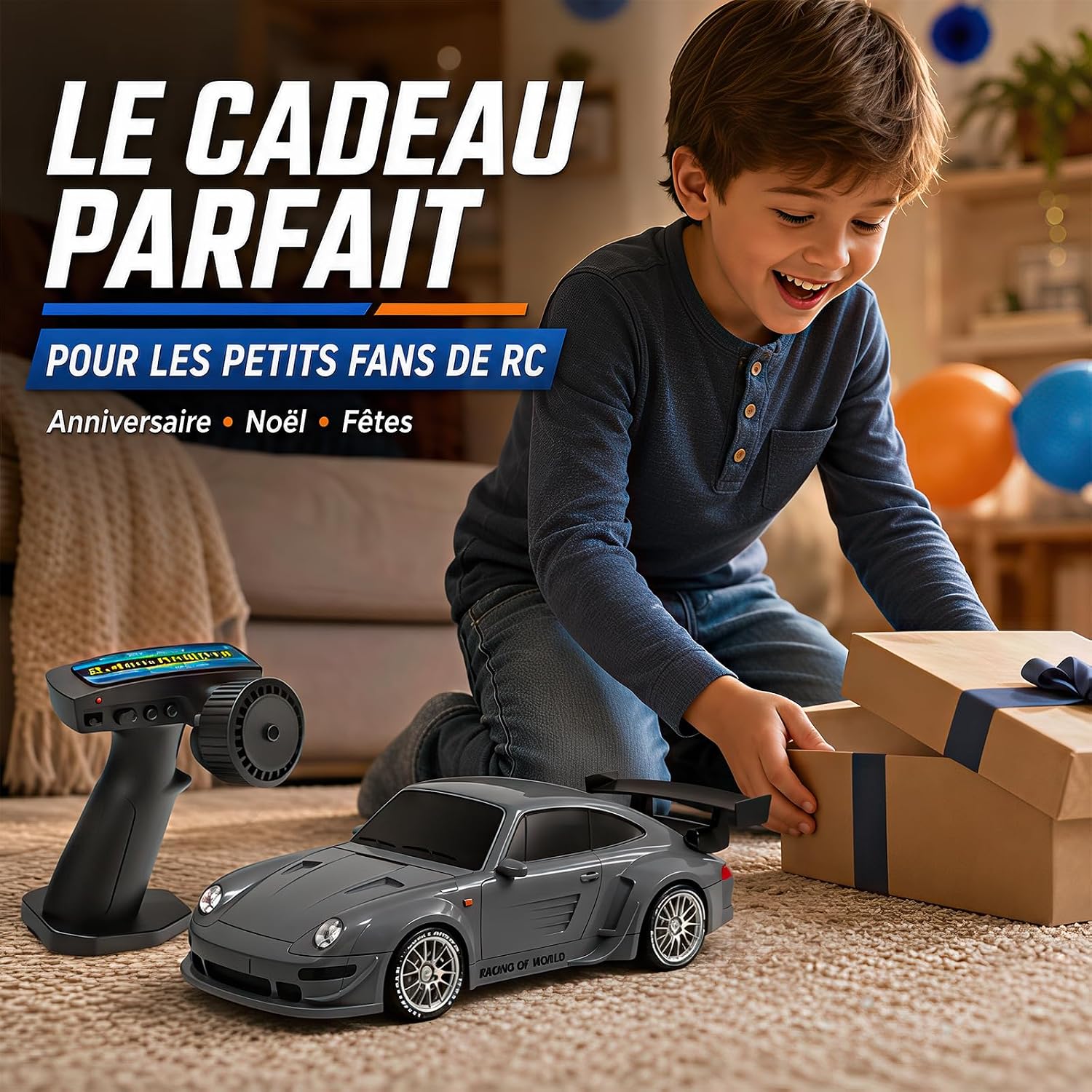 Thumbnail 6 de YESHIN US020-7M RC-driftauto 1:24 met 4WD, ledverlichting en 2 banden sets
